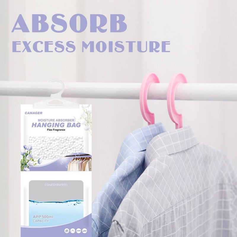 CANAGER Hanging Moisture Absorber, Flax Fragrance Moistureproof Desiccant Hanging Bag，Dehumidifier Bag (8 packs) Hanging Closet Dehumidifier Bags, Moisture Absorb 12.5 oz - Image 2